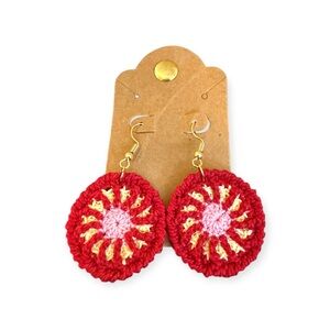 Hand Crafted Vibrant Red and Pink Earrings